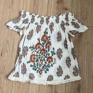 White Floral Off-the-shoulder Top